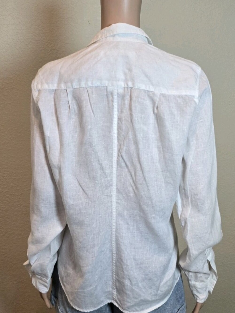 Frank&Eileen 100% linen shirt Size Large Long Sleeve with embroidered hearts - Picture 13 of 16